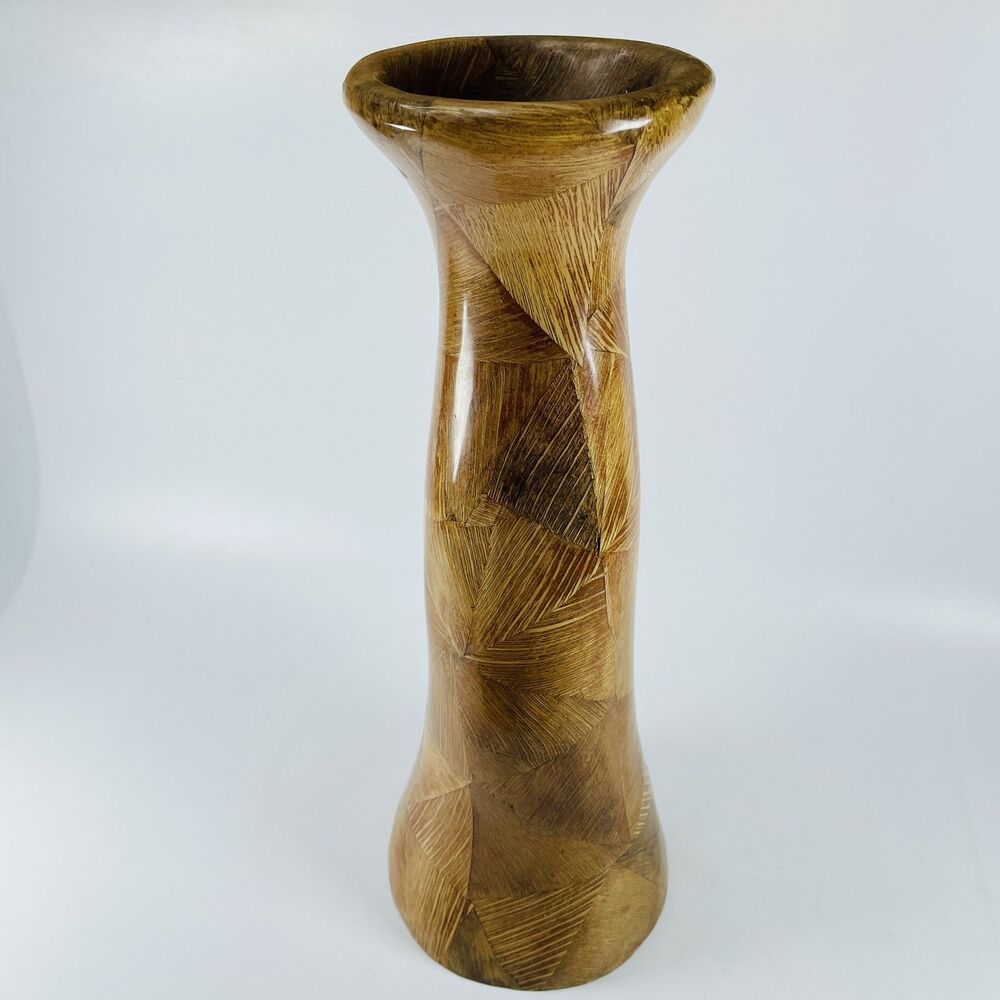 Philippines Woven Mango Wood Rattan Decorative Vase 15" Tall Brown